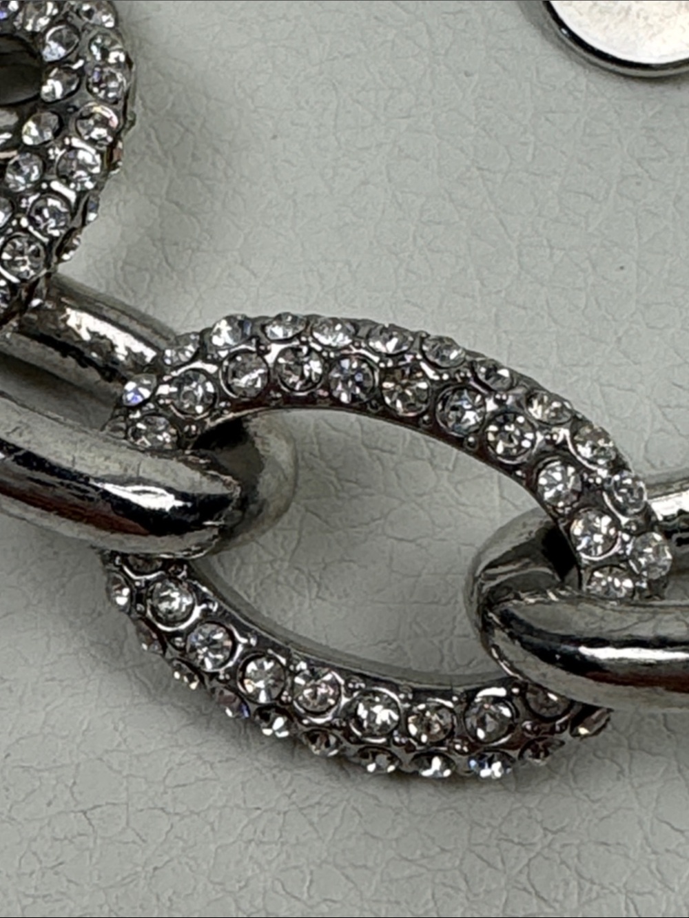 Chico's Silver-Tone Crystal Link toggle Bracelet Rhinestone sparkle 8.5” - Picture 3 of 10